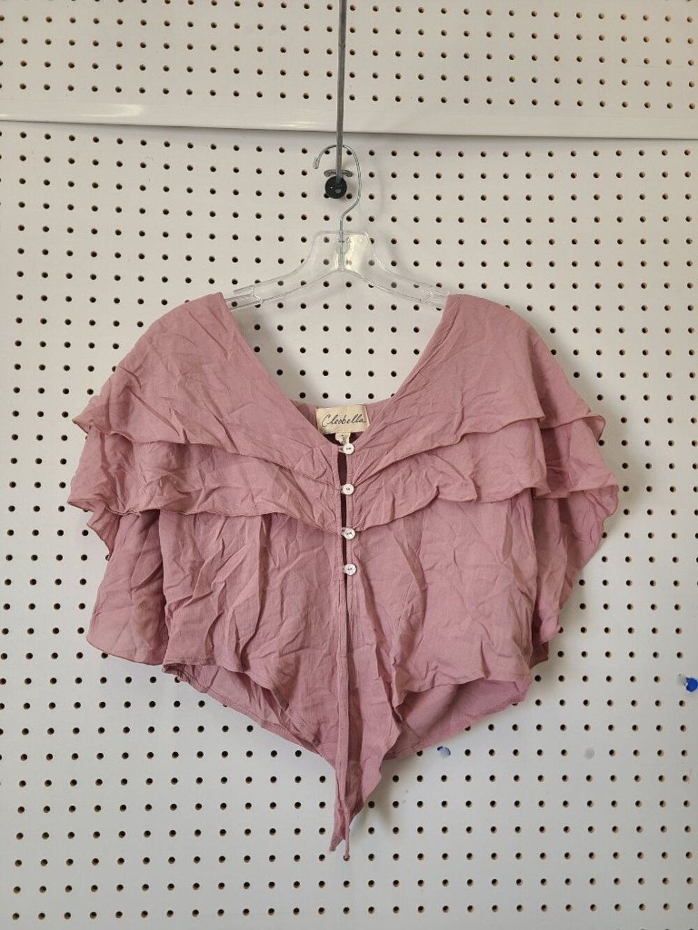 Cleobella Womens Pink Ruffled Button-Front Crop Top Size Small Lightweight Fabri